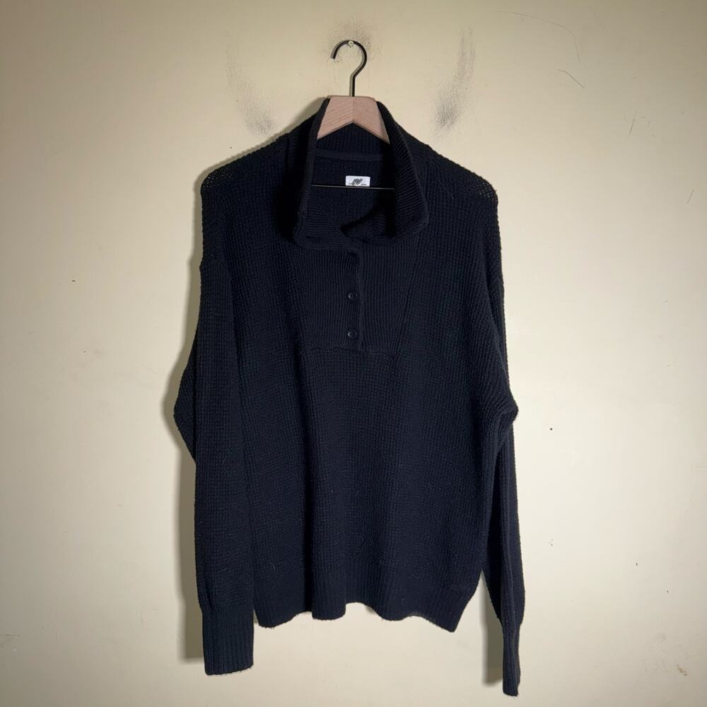 AERIE CozyUp Waffle knit button up oversized slouchy pullover sweater M - Picture 3 of 5